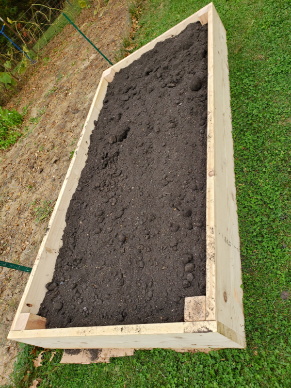 A wooden raised bed