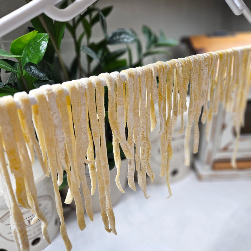 Short noodles hanging on a hanger - 2025 January Homesteading Update