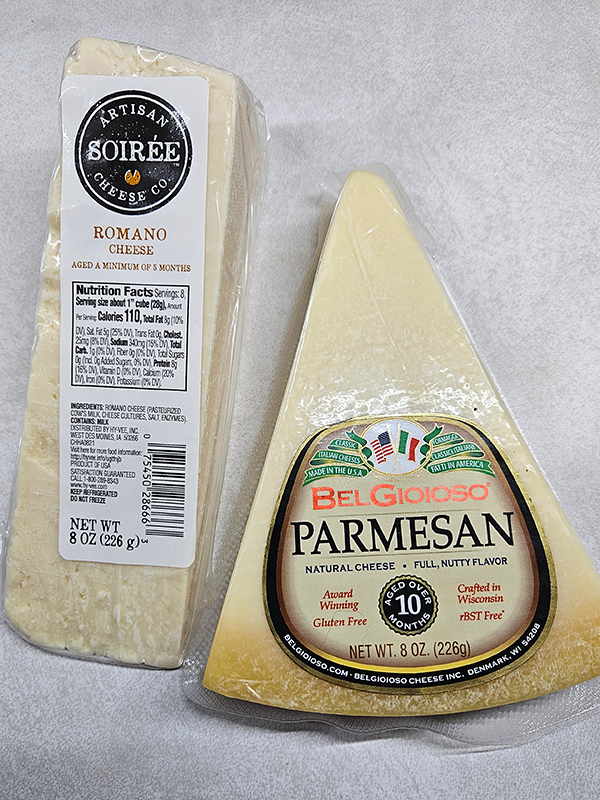 Romano and Parmesan cheese wedges