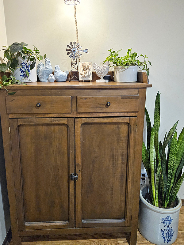 Crocks as plant holders - antique crocks and jugs