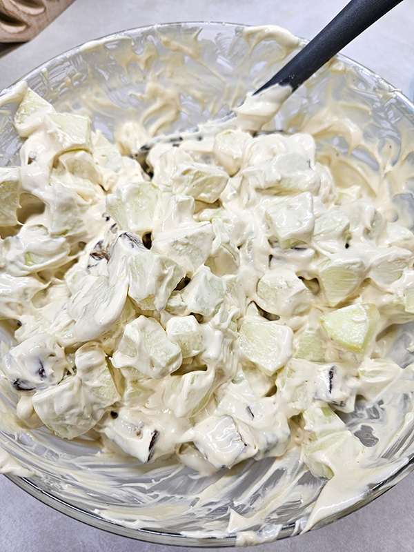 After adding the apple pieces - Apple Snicker Salad