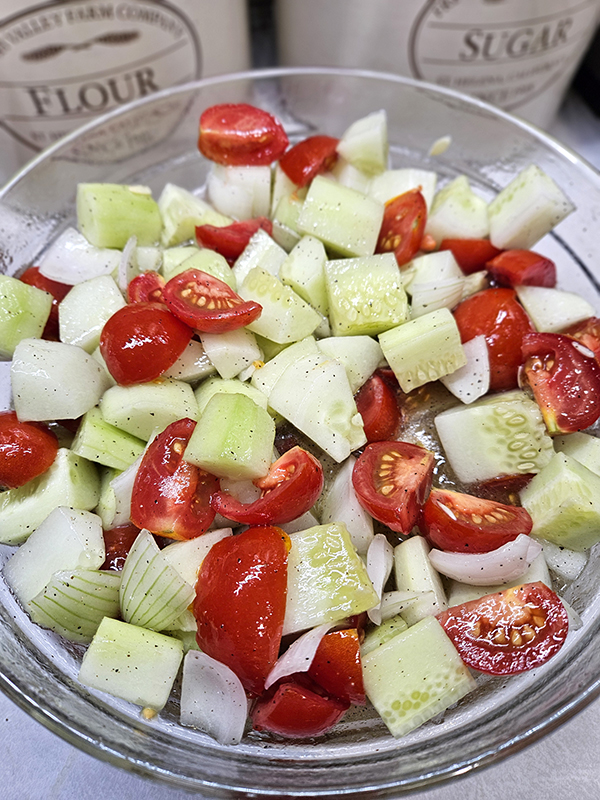 Cucumber salad - August 2025 Homesteading Update