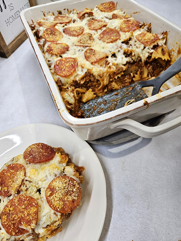 pizza casserole - August 2025 Homesteading Update