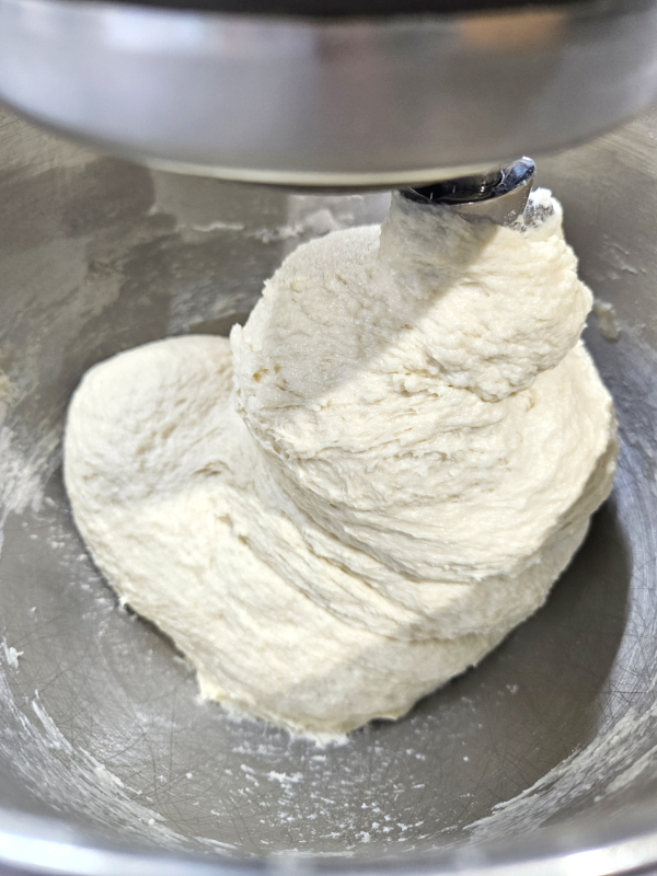 A stand mixing bowl of dough - Bread Flour and All-Purpose Flour