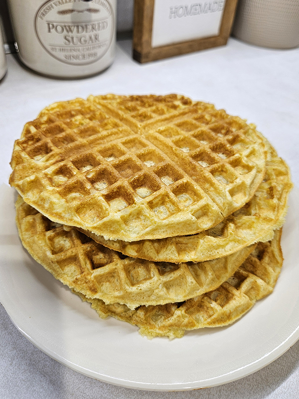 Soft buttermilk waffles ready for your favorite toppings!