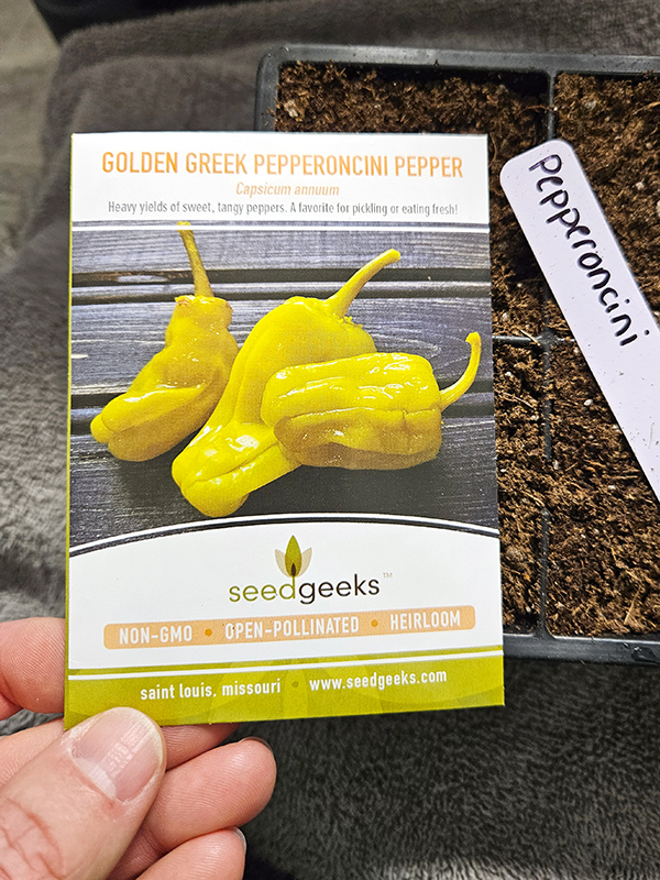 A seed packet of Pepperoncini