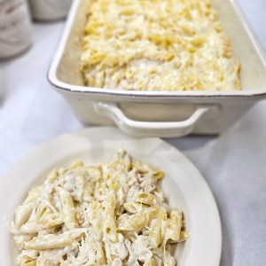 chicken alfredo penne bake