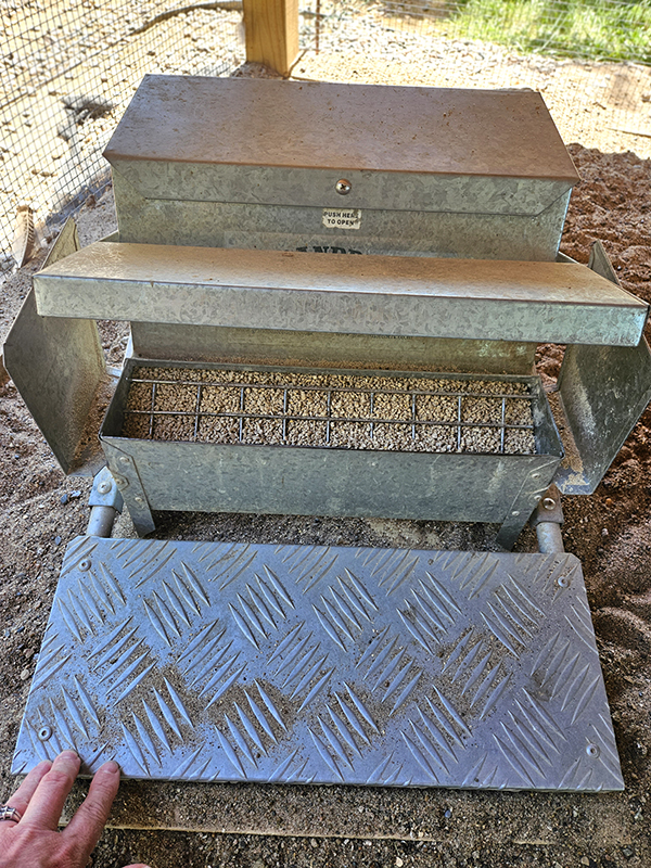 A trundle chicken feeder.