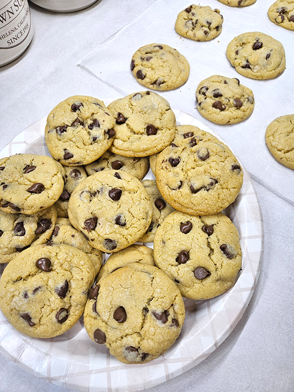 A plate of chocolate chip cookies -Christmas Goodies