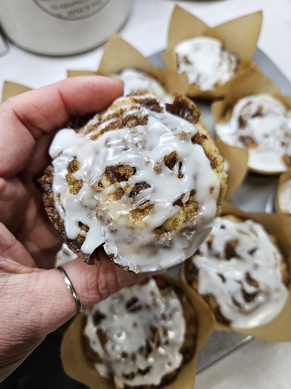 Finished cinnamon roll muffin