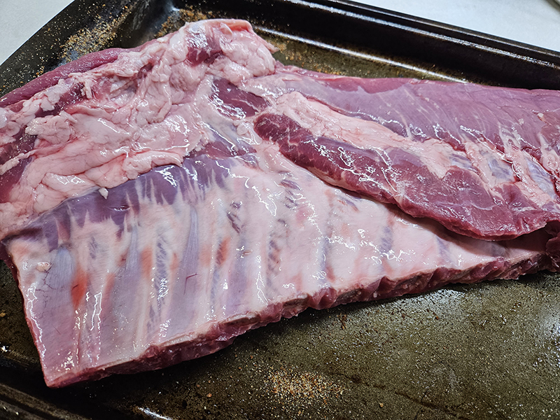 A rack of spare ribs