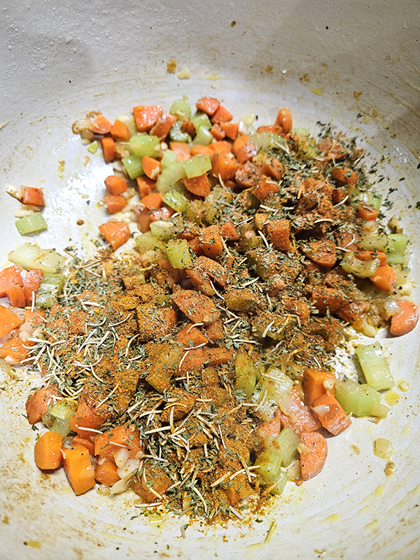Sauteed vegetables and the seasonings added