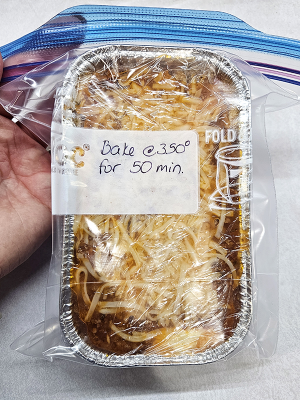 One mini lasagna ready for the freezer