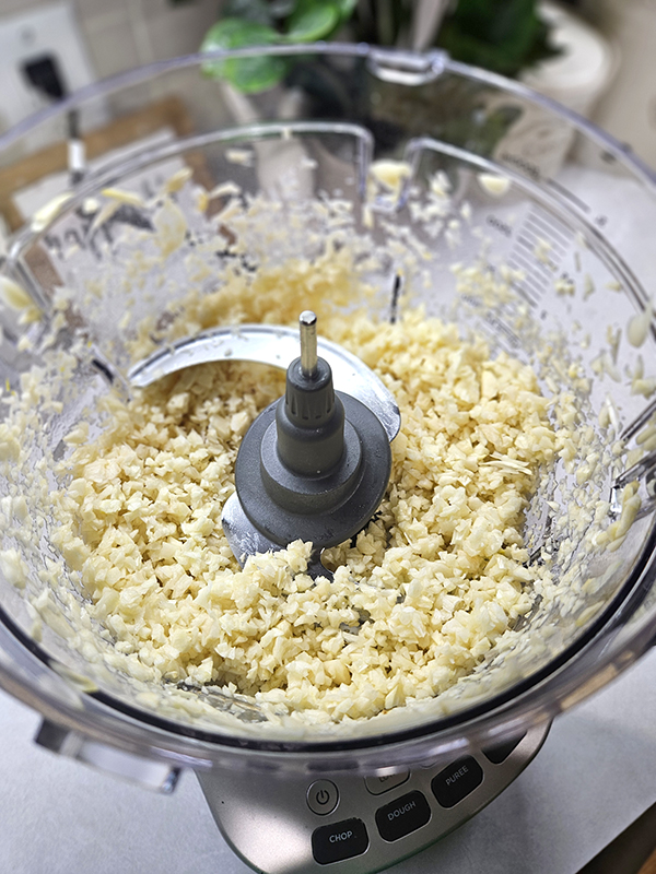 minced garlic in the food processor