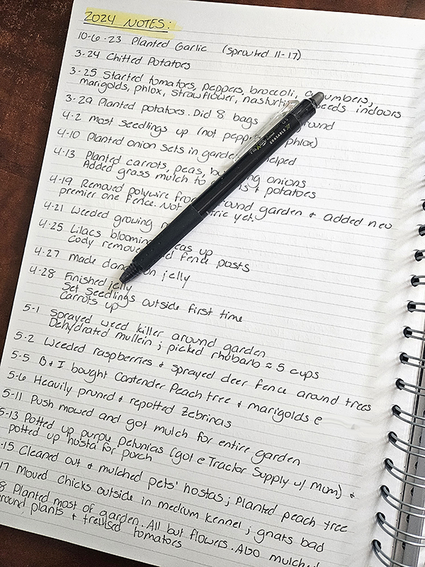 Garden journal notes - how to plan your garden