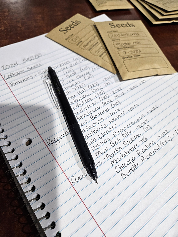 List of leftover seeds - plan your garden