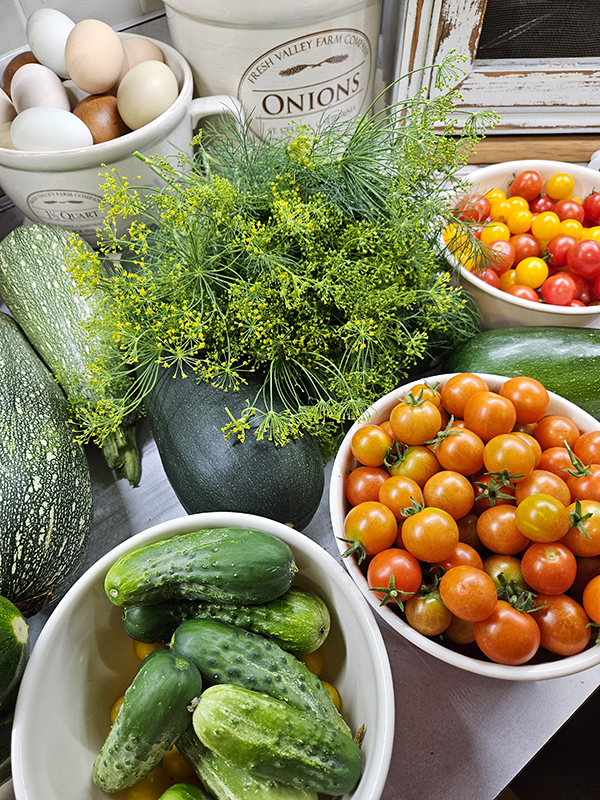 Harvested garden produce