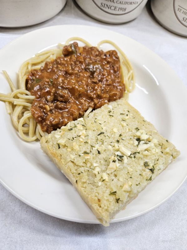 Spaghetti and garlic bread - French Loaf Garlic Bread
