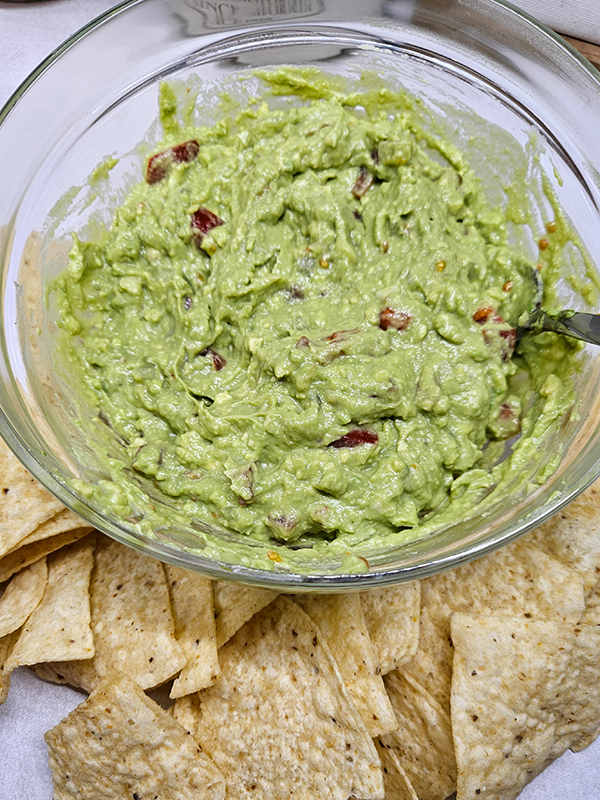 A bowl of finished six ingredient guacamole