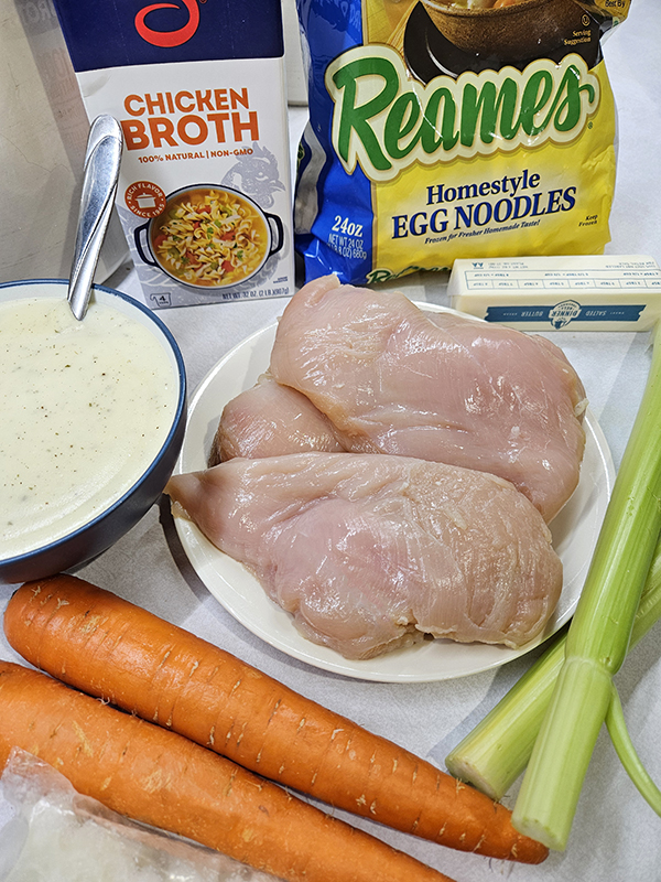 Ingredients for mom's chicken and noodles
