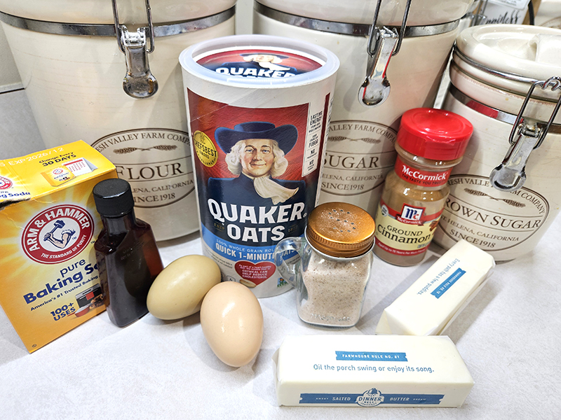 Ingredients for the oatmeal cookies