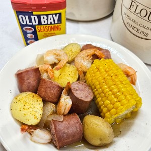 Old Bay Shrimp Boil plated