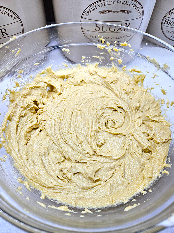 Creamed ingredients before adding the dry ingredients