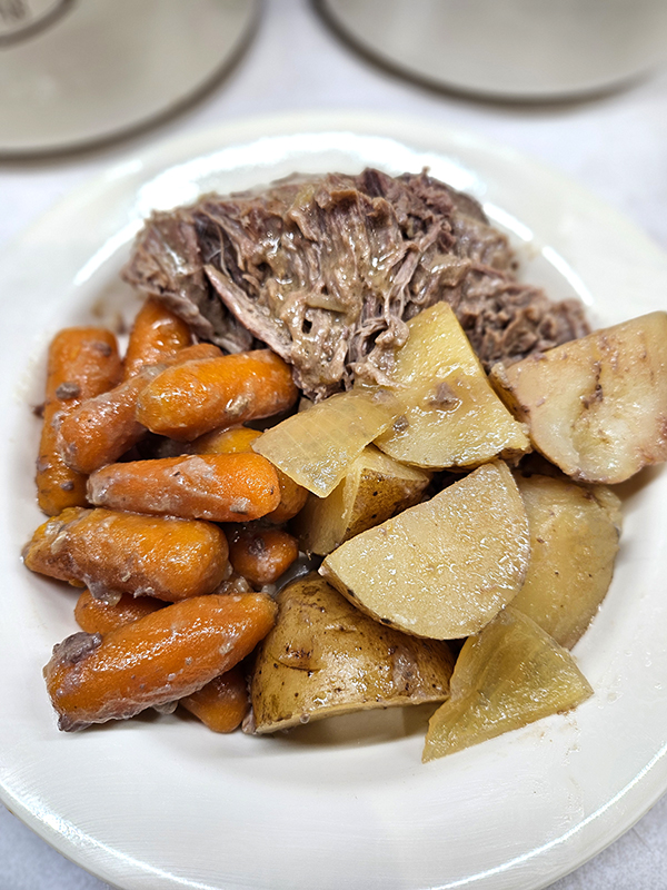 Plated creamy slow cooker pot roast