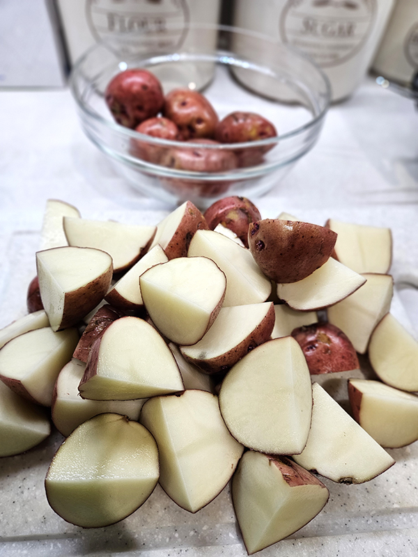 Red potatoes cut up