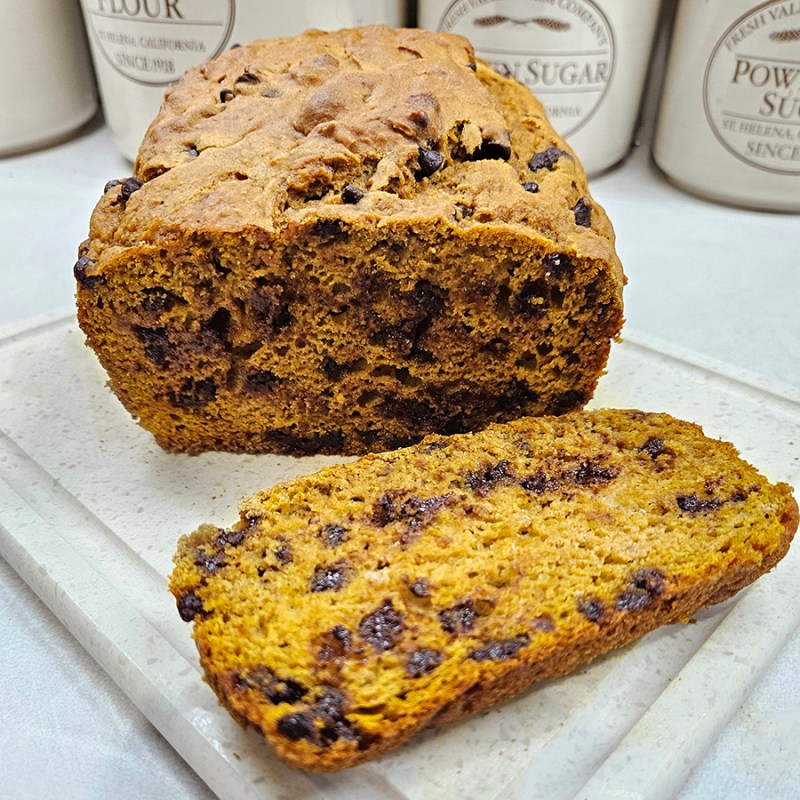 Sliced shortcut pumpkin bread