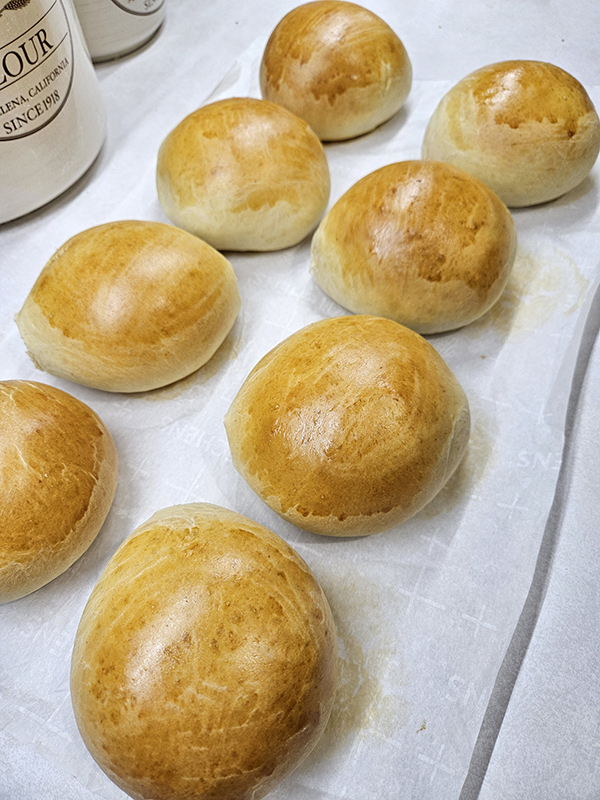 Freshly made homemade hamburger buns - reduce food waste