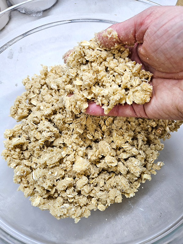 Cutting butter into the topping