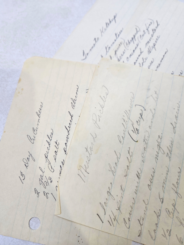 Handwritten recipes
