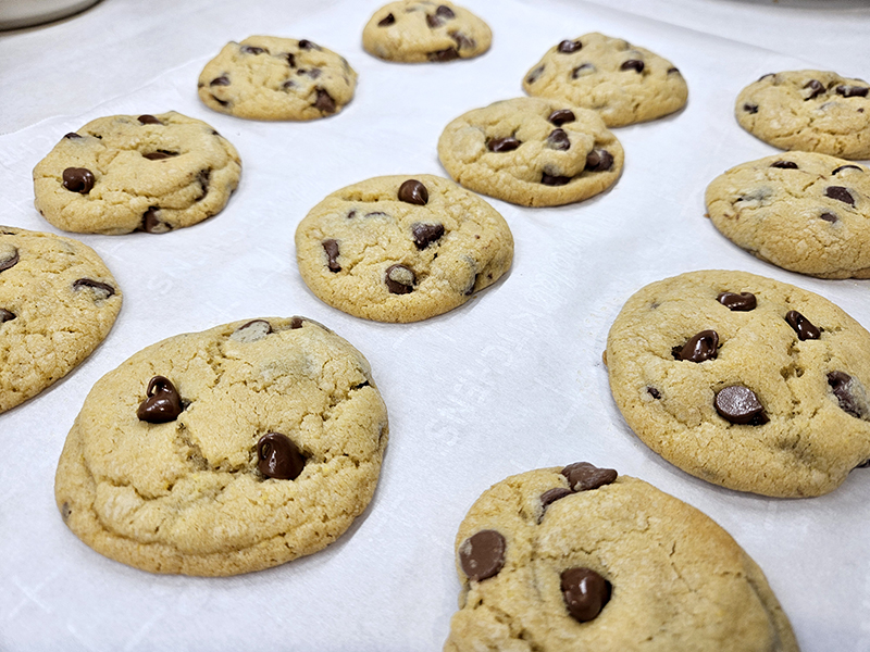 Just baked sourdough discard chocolate chip cookies