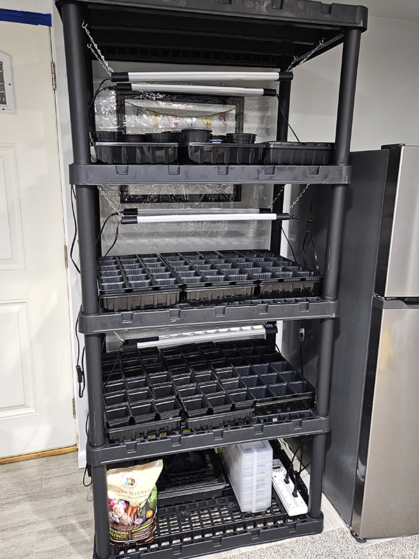 My seed starting setup for this year. I talk all about it in part 1 of my series. 