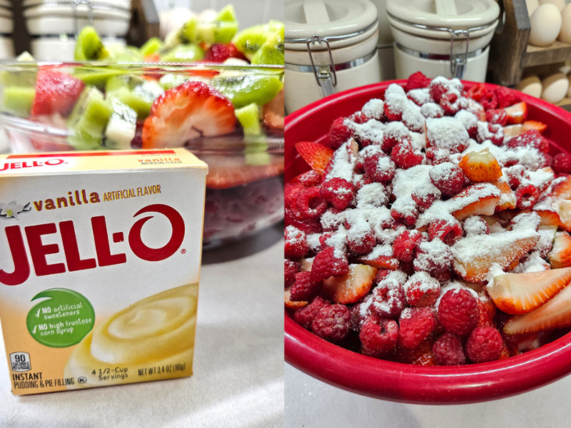 The pudding I use to season the summertime fruit salad mix.
