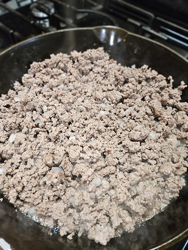 Ground beef and diced onions