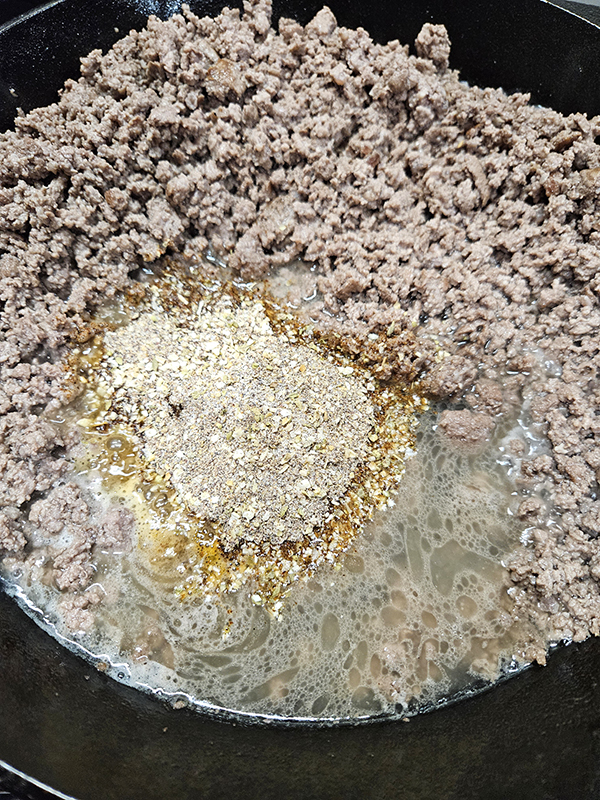 taco seasoning added to ground beef