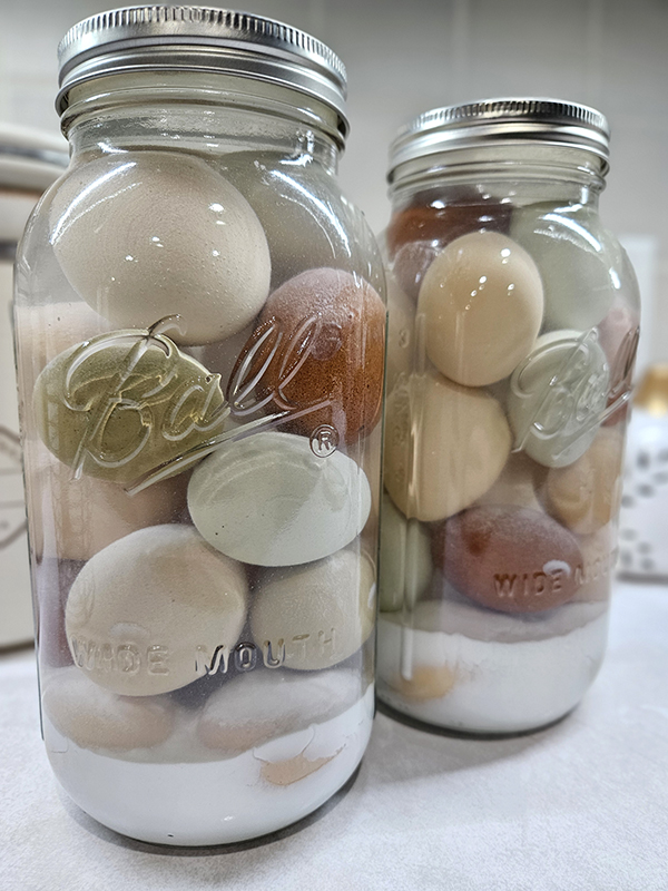Finished water glassed eggs