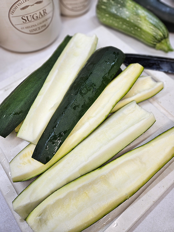 Cored zucchini
